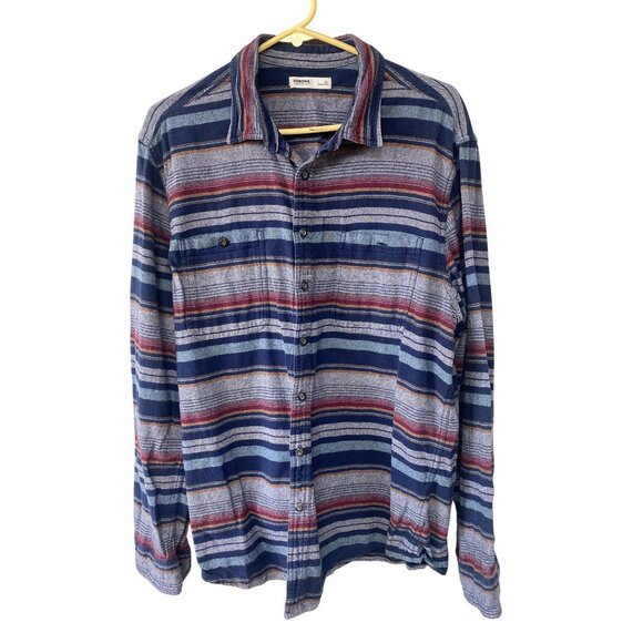 Sonoma Mens Long Sleeve Button-Down Striped Shirt XL Blue/Red Cotton Blend Casua - Picture 1 of 4